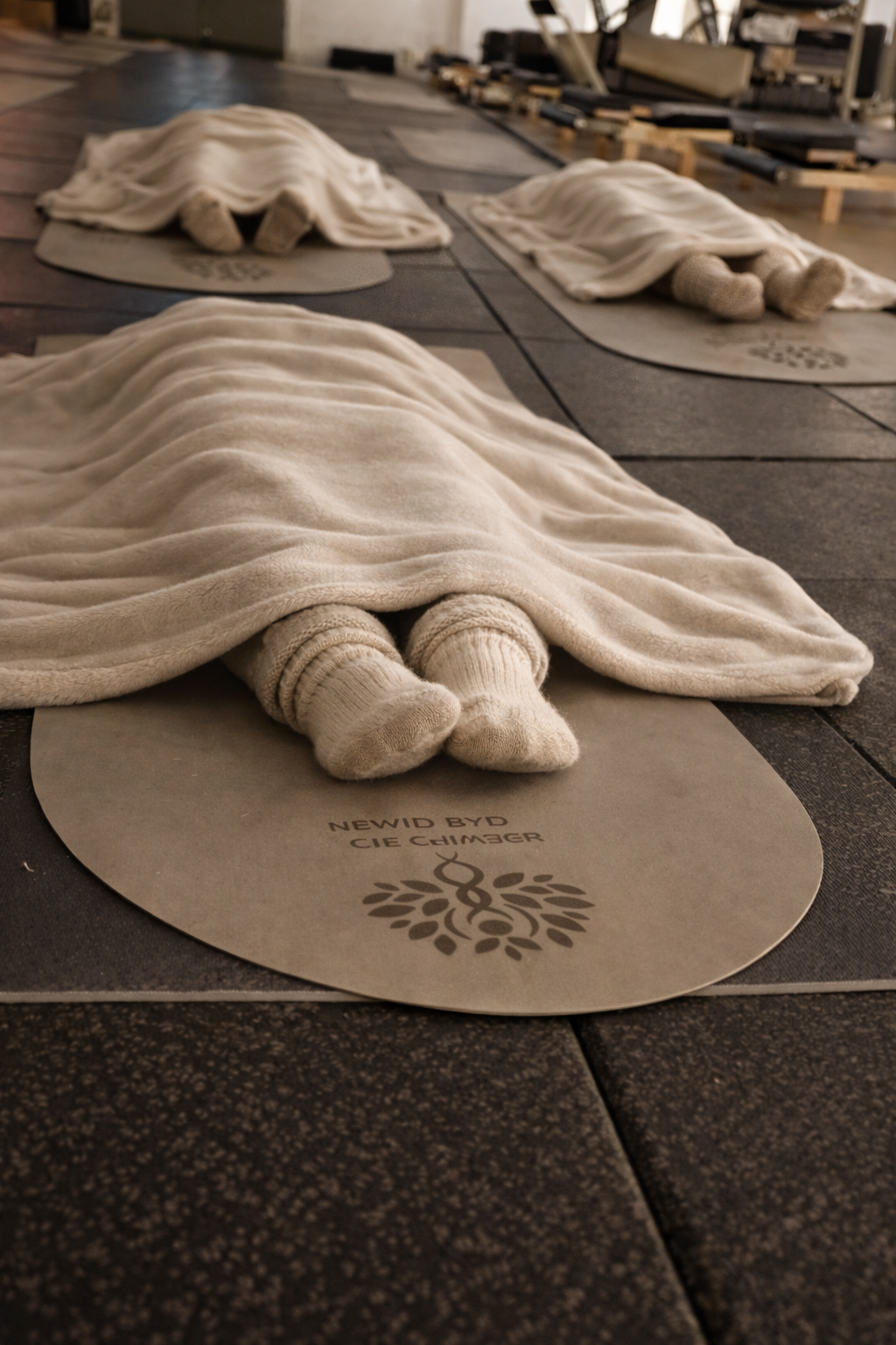 Life Changer Studio branded mats blankets and grip socks setup